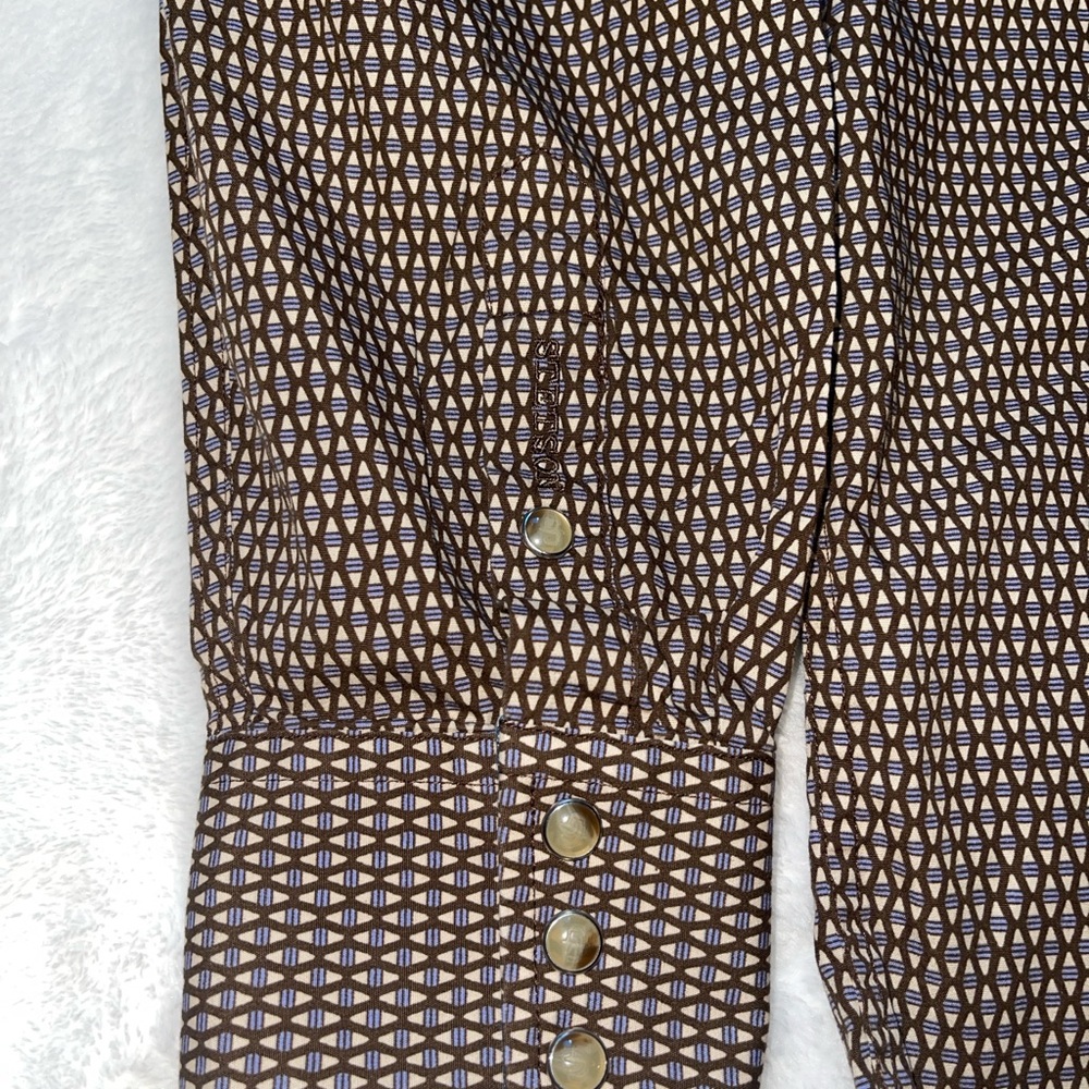 Stetson Brown Micro-Pattern Button-Down Shirt - image 3